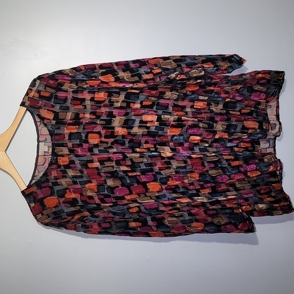 J. Jill Velvet Burnout Multicolor Sheer Tunic Blouse - Picture 3 of 9